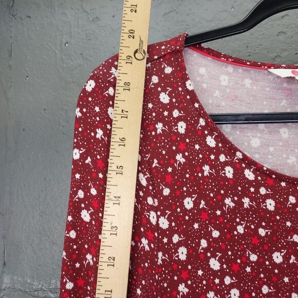 Boden Talia Dress Women Sz 6 Floral Ditsy Print Knit Pockets Burgundy 3/4 Sleeve - Picture 13 of 14